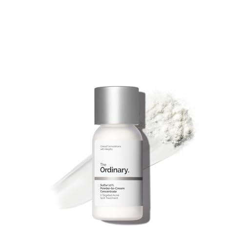The Ordinary Sulfur 10% Powder-to-Cream Acne Spot Treatment Concentrate, Reduces Pimple Size and Zit Redness, 0.18 Oz