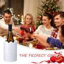 CroBlissful Scalloped Marble Wine Chiller 750ml Wine Bottle Chiller Bucket White Champagne Cooler Tabletop Keep Champagne Cold Marble Utensil Holder for Kitchen Dinner Bar Counter Decor Party Gifts