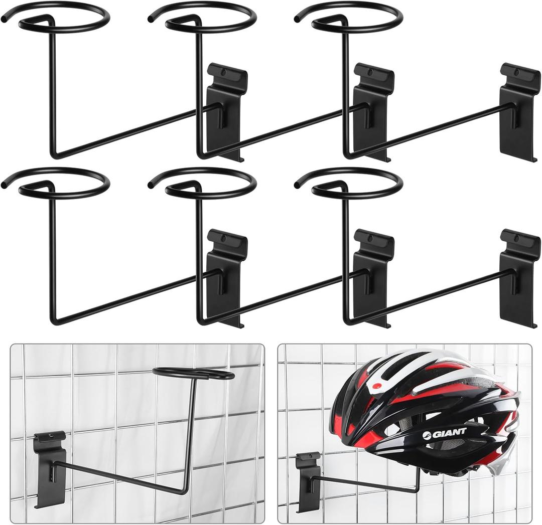 Kigley Metal Gridwall Hooks, 3.2 inch Hat Helmet Rack, Retail Display Shelves Organizer, Wall Fixtures, Accessories for Home Retail Shop(Black,6 Pcs)
