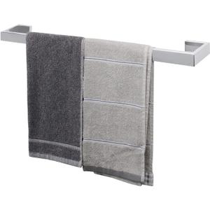 TocTen Bath Towel Rack - Square Base Thicken SUS304 Stainless Steel Towel Bar for Bathroom, Bathroom Bar Accessories Towel Rod Heavy Duty Wall Mounted Towel Holder (Polish Chrome, 24 Inch)
