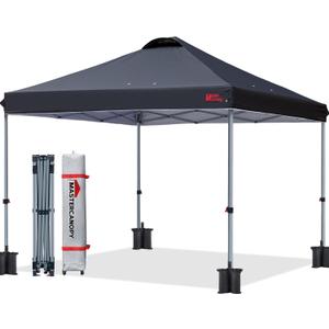 MASTERCANOPY Durable Pop-up Canopy Tent with Roller Bag (10x10, Black)