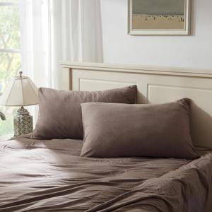 H HOUSEHOLD 100% Jersey Knit Cotton King Size Pillowcases Set of 2, Super Soft Breathable Pillow Cases for Sleeping, Envelope Closure, Stretchy T-Shirt Fabric (Dark Coffee, King Size Pillowcase)