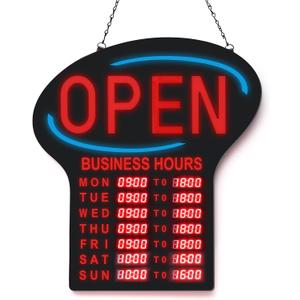 Kanayu LED Open Sign for Business with Programmable Store Hours - 24x17" Large Electronic Digital Message Board for Shop, Bar, Restaurant - Bright Billboard with Instructions, Large Signage