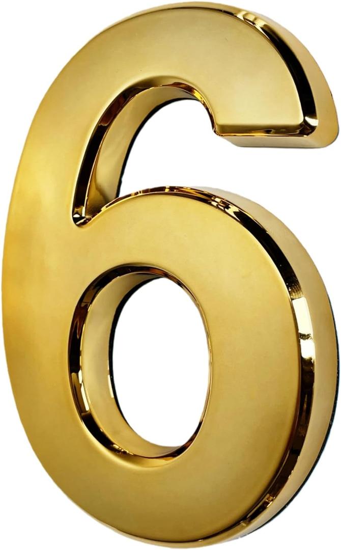 4 Inch Mailbox Number #6 or 9, 3D Address Letter Stickers - Gold Shiny and Bright