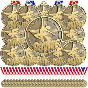 Quelay 60 Pcs Gold Award Medals with Neck Ribbons 2 Inch Winner Medals Awards Bulk Metal Trophy Award Prize Gift for Adult Competitions Education Tournaments Event
