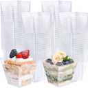 supernal 8oz Square Plastic Dessert Cups,Disposable Square Cups,Clear Dessert Cup 100pcs,Plastic Parfait Appetizer Cup Perfect for Birthday,Party,Wedding
