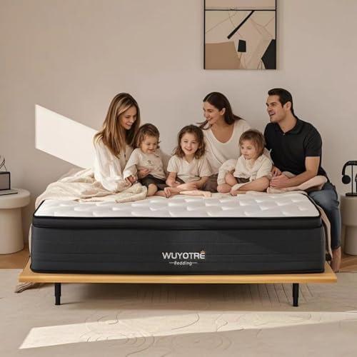 WUYOTRE 14 Inch Queen Size Mattress, Cooling Memory Foam Mattresses in a Box with Independent Spring,Soft and Breathable Hybrid Mattresses,Back Pain Relief,CertiPUR-US,Medium