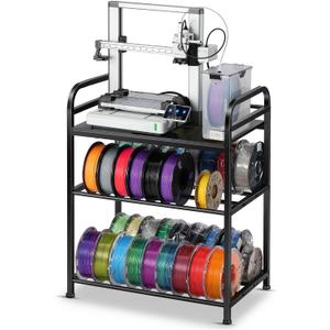 3D Printer Filament Storage Rack- Rolling Filament Spool Holders Racks with Wheels, Heavy Duty Metal Shelf for PLA/ABS/TPU/Nylon, Filaments Organzied for 3D Printing Studio, Office Workshop (Black)
