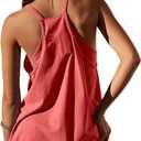 Lentta Womens Athletic Sleeveless Mini Dress with Built-in Shorts V Neck Spaghetti Strap Sundress (Red, S)