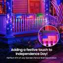 American Flag Decorations Solar Fence Lights, 6 Pack UAS Flag Solar Lights Outdoor for Fence with RGB & Warm White Mode, Waterproof Deck Fence Lights Solar Powered for Patriotic Decor