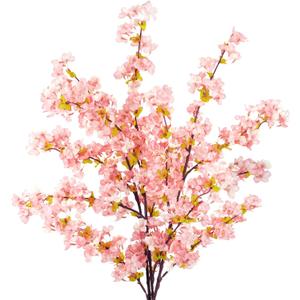 Uieke Silk Cherry Blossom Branches, 39.3in Artificial Cherry Blossom Tree Stems, Fake Plum Blossom Flowers Arrangement for Wedding Home Japanese Decor, Set of 3, Pink