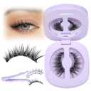 Magnetic Eyelashes with Applicator Easy Snap-On Magnetic Lashes for Beginners, Natural Cat Eye Look, No Glue No Liner, Reusable Lightweight Strip Lashes by Yawamica