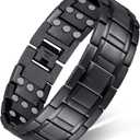 Feraco 3X Magnetic Bracelets for Men Titanium Steel Magnetic Bracelet with 3 Rows Magnets (Black)