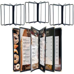 Menu Covers 8.5 x 11 Inch, 6 Page 12 View Clear View Menu Holder Transparent Menu Sleeve, Fits Letter Size Paper for Kitchen, Restaurant Supplies, Wine Menu Morning Menu Homeschool 4 Pack
