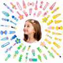 SAOROPEB 56 Pcs Hair Clips for Girls Toddler Hair Clips Cute Hair Accessories for Kids Candy Color Cartoon Design for Little Girls - Green Blue Yellow Pink