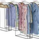 Upgraded Thickened Clear Garment Bags for Hanging Clothes 4 Packs (40 & 50 inch), 10 Gusseted Clothes Hanging Storage Bags for Closet, Shirts, Coats, Dresses