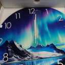 XNM Teal Glass Large Wall Clocks Battery Operated 20 Inch Aurora Wall Clocks for Living Room Decor Glacier Round Clock Silent