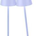 Faithorse Pack of 2 Cordless Table Lamp, 5200mAh IP54 Waterproof Rechargeable Battery Desk Lamp, 3 Color Stepless Dimming Up, Battery Operated Lamp for Kitchen/ Bedside/ Outdoor/ Restaurant (Lavender Purple)