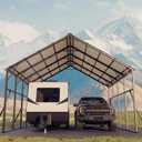 Garvee 20' × 20' Metal Carport Kit, Heavy Duty 2-Car Steel Shelter with 120° Vertical Roof for RV, Truck & Tractor