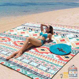 AISPARKY Beach Blanket Waterproof Sandproof Extra Large Beach Mat 79" X 83"/120"x108" for 2-8 Adults Quick Drying Durable Outdoor Picnic Mat for Travel, Camping, Hiking