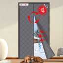 Magnetic Thermal Insulated Door Cover-Fit Door Size 32''x80'' Insulated Curtain Upgrade Thick Cotton Filling Keep Indoors Warm or Cool, Insulated for Winter Pet Friendly Easy Install, Gray (35"W x 81"L (Pack of 1), Grey)