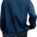 Women's Half Zip Denim Sweatshirts Fashion Long Sleeve Shirt Jean Pullover Hoodies (Large, Dark Blue)