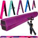 6 FT / 8 FT / 9 FT Folding Gymnastics Beam Foam Balance Floor Beam - Extra Firm - Suede Cover - Anti Slip Bottom with Carry Bag for Kids/Adults Home Use (Purple)