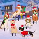 Sosation 6 Pcs Metal Christmas Dog Outdoor Decorations Merry Christmas Sign Xmas Dog Yard Stake Outdoor Patio Yard Lawn Signs Garden Stakes for Outside Xmas Holiday Garden Pathway