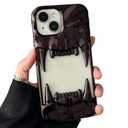 Yesunktt Hollow-Out Crinkle Tiger Teeth Design for iPhone 15 Plus Case Electroplated Matte Finish Shockproof Silicone Soft Cover with 3D Textured Creative Style，Electroplated Black