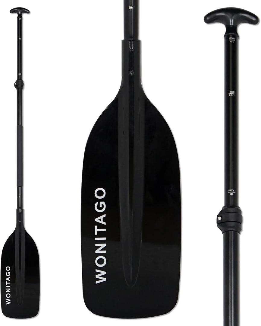 Canoe Paddles Aluminum Paddle with Plastic Blades Floating Adjustable Canoeing and Boating Oars, 122-152 cm/4-5 Ft, Black/Yellow