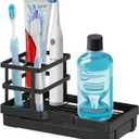 MYITYARD Toothbrush Holders, Metal Tooth Brush Holder for Bathroom with Drainage, Countertop Electric Toothbrush and Toothpaste Organizer, Bathroom Accessories, Black