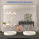 WEER 48X32 Inch Brushed Nickel Bathroom Mirror, Brushed Silver Metal Frame Mirror, Rounded Rectangle Silver Bathroom Vanity Mirror, Tempered Glass, Anti-Rust, Hangs Horizontally or Vertically