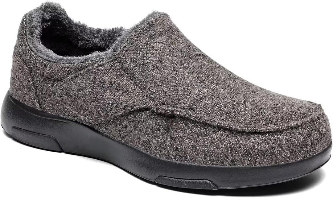 OrthoComfoot Mens Orthopedic Slippers Shoes with Arch Support: Plantar Fasciitis House Slip On Loafers, Comfortable Moccasin Mule Clogs for Indoor Outdoor (Brown, 11)