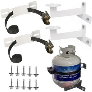 Propane Tank Holder, RV Propane Tank Storage,Exchange Propane Gas Cylinder Support for Campervans and Travel Trailers Suitable for Standard 20-30 Pound Propane Tank Stand (White)