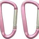 LESHIRY Large Carabiners Keychain 3" Aluminum D Shape Premium Durable D-Ring Carabiner Clip Hook Camping Accessories Snap Link Key Chain Durable Improved Design (2pcs pink)