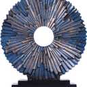 Blue Home Decor Sculpture, Above Kitchen Cabinet Decor Aesthetic, Living Room Decor Round Statue Medallion, Center Pieces Decoration for Table - Ideal Coffee Table Blue Bedroom, Office Desktop Decor
