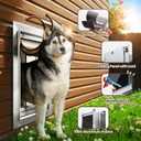 Dog Door for Wall, Large Doggie Door, Heavy Duty Pet Door with All Aluminum, 2 Magnetic Flaps, Wide Telescoping Tunnel, Sliding Lock Panel Doggy Door for Exterior Wall (Pets Up to 110 LB)