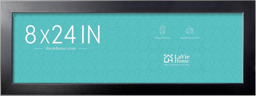 LaVie Home 8x24 Picture Frame Black, Panoramic Picture Frame for Wall Decoration, Classic Black Minimalist Style Suitable for Decorating Houses, Offices, Hotels（1 Pack）