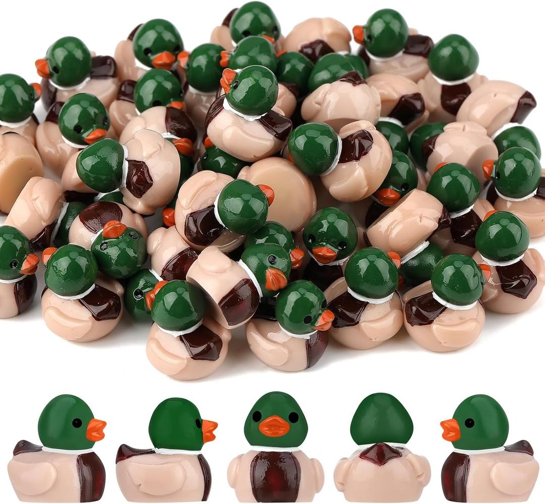 Mallard Resin Ducks, Unique Mini Mallard Resin Ducks Decor, Nature Birds Lovers Duck Hunting Decoration for Ducky Birthday Party Favor Gift (25 Pcs)