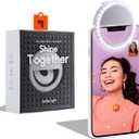 SHARPER IMAGE Rechargeable Clip-On Selfie 32 LED Ring Light, Multi-Functional Use with 3 Adjustable Brightness Levels, Improve Photos Vlogging Video Chat Live Streaming, Fits Android Galaxy & iPhone