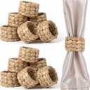 18 Pcs Rustic Woven Napkin Rings, Table Decor Handmade Fall Napkin Rings, Farmhouse Rustic Woven Napkins Holders by Natural Gourd Grass, for Thanksgiving, Christmas, New Year, Easter, Wedding