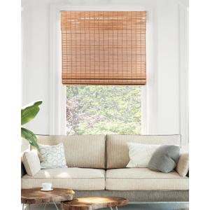 CHICOLOGY Bamboo Roman Shade, Cordless Light Filtering Woven Wood Window Treatment for Living Room, Dining Room, Kitchen & Office, Natural Bamboo Blinds for Boho Coastal Decor, Squirrel, 34"W x 48"H