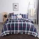 CLOTHKNOW Blue Plaid Twin/Twin XL Comforter Set Tartan Bedding Comforter Sets All Season Geometric Grid Comforters Buffalo Comforter with 2 x Pillow Cases