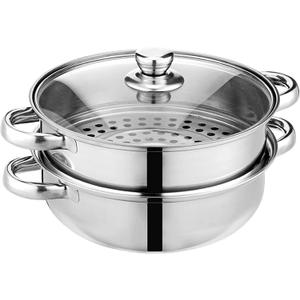 Steamer Pot for Cooking [Large Capacity] 11.8 inch Steamer Pot, 2-tier Multipurpose 18/8 Stainless Steel Steam Pot Cookware with Lid for Vegetable, Dumpling, Stock, Sauce, Food