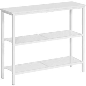 HOOBRO 29.5" Narrow Console Table, 3 Tier Entryway Table with Shelves, Thin Sofa Table, Behind Couch Table, Display Side Table, for Hallway, Entrance, Living Room, White WW73XG01