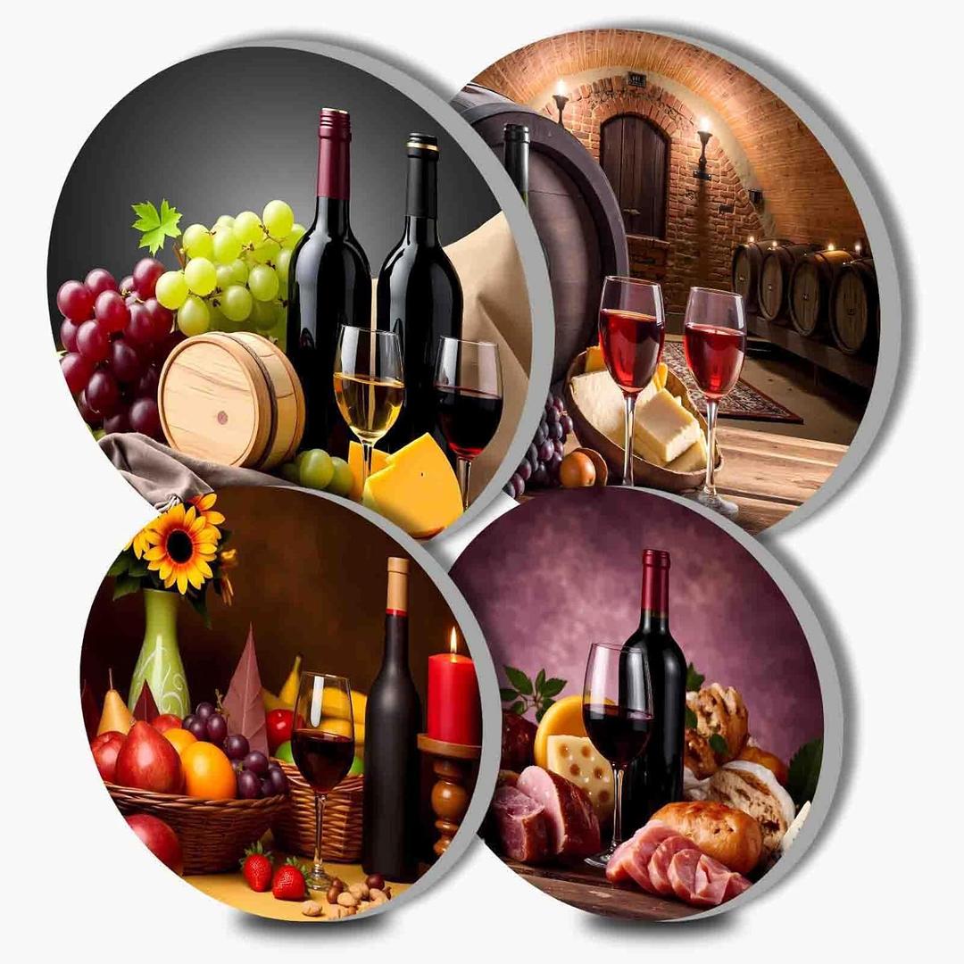 TUMOVO Red Burn Covers for Electric Stove Kitchen Decor Wooden Barrel Round Stove Burner Cellar Gas Burner Covers ,Metal Stove Burner Cover Set of 4 Grape Gilt Fruit Food Pattern(Yellow),10''x10' (Artwork-01)