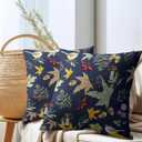 Bird Fall Pillow Covers 18x18 Set of 2 Navy Autumn Leaf Animal Print Pillow Cases Mushroom Acorns Pattern Outdoor Decorative Holiday Cushion Cover Rustic Decoration Farmhouse Home Sofa Couch Bed Decor