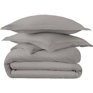 100% Organic Cotton Duvet Cover Twin Size - Naturally Soft Lightweight & Cooling Duvet Cover Set with Decorative Shams - Premium GOTS Certified 300 Thread Count Sateen Weave (Stone, Twin)