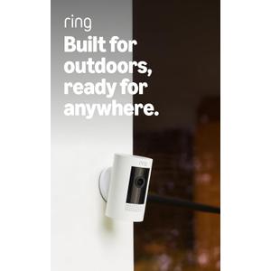 Ring Outdoor Cam (Stick Up Cam), Weather-resistant home or business security camera, outdoor ready, Live View, Color Night Vision, Two-Way Talk, motion alerts, Works with Alexa, White
