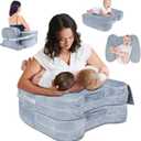 Nursing & Lounge Pillow for Twins, Breastfeeding Pillow Plus Size for Baby with Back Support and Adjustable Height, Multifunctional Baby Breast Feeding Pillow for Twin 0-12 Months - Grey